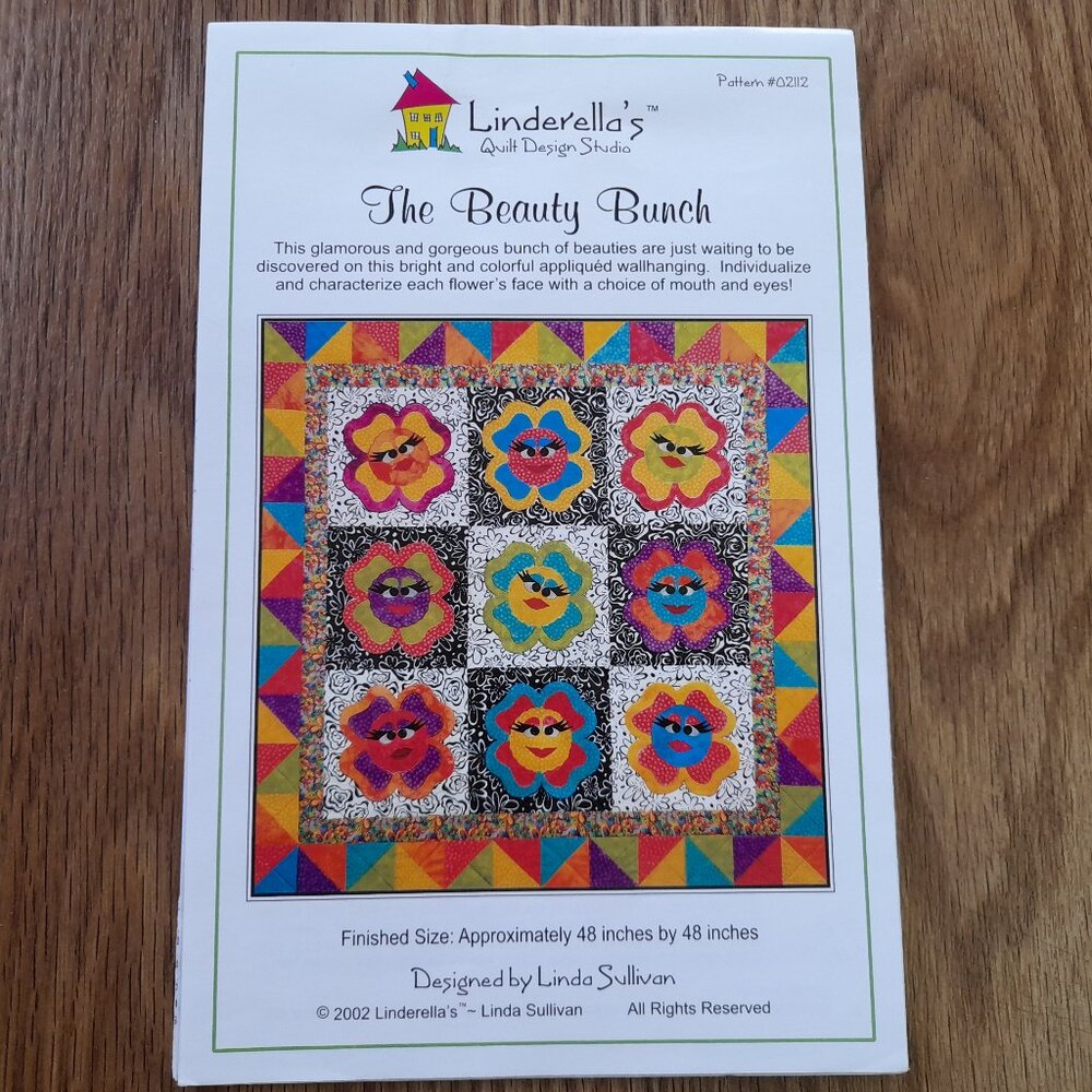 Flower Face Wall Quilt Sewing Pattern 48" Square Kitschy Vintage Anthromorphic